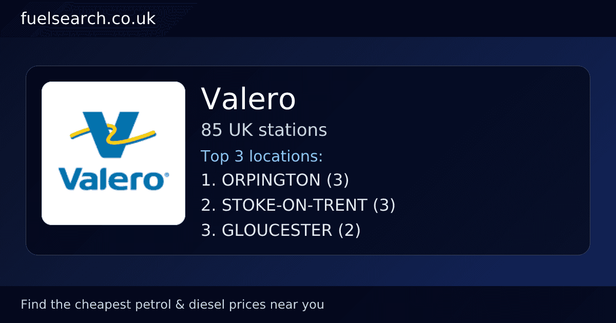 Fuel Rack Valero Valero Fuel Prices Near Me | Compare UK Petrol & Diesel | FuelSearch UK